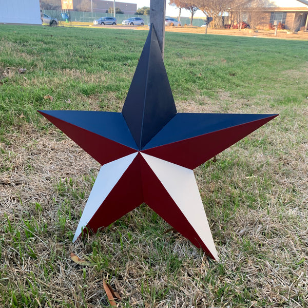 16",24",36" RED WHITE & BLUE METAL BARN STAR METAL WALL ART WESTERN HOME DECOR HANDMADE NEW ART #EH12939