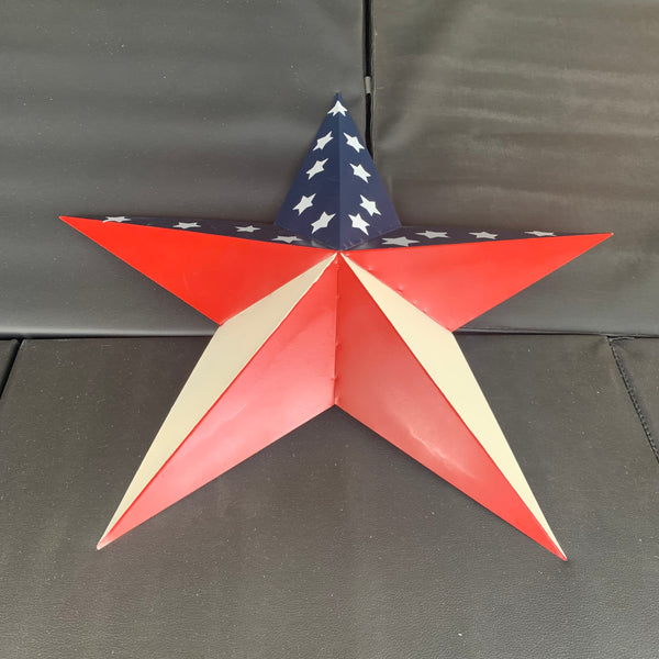 12",16",24",30",36" USA AMERICAN FLAG STAR RED WHITE & BLUE METAL BARN STAR METAL WALL ART HANDMADE