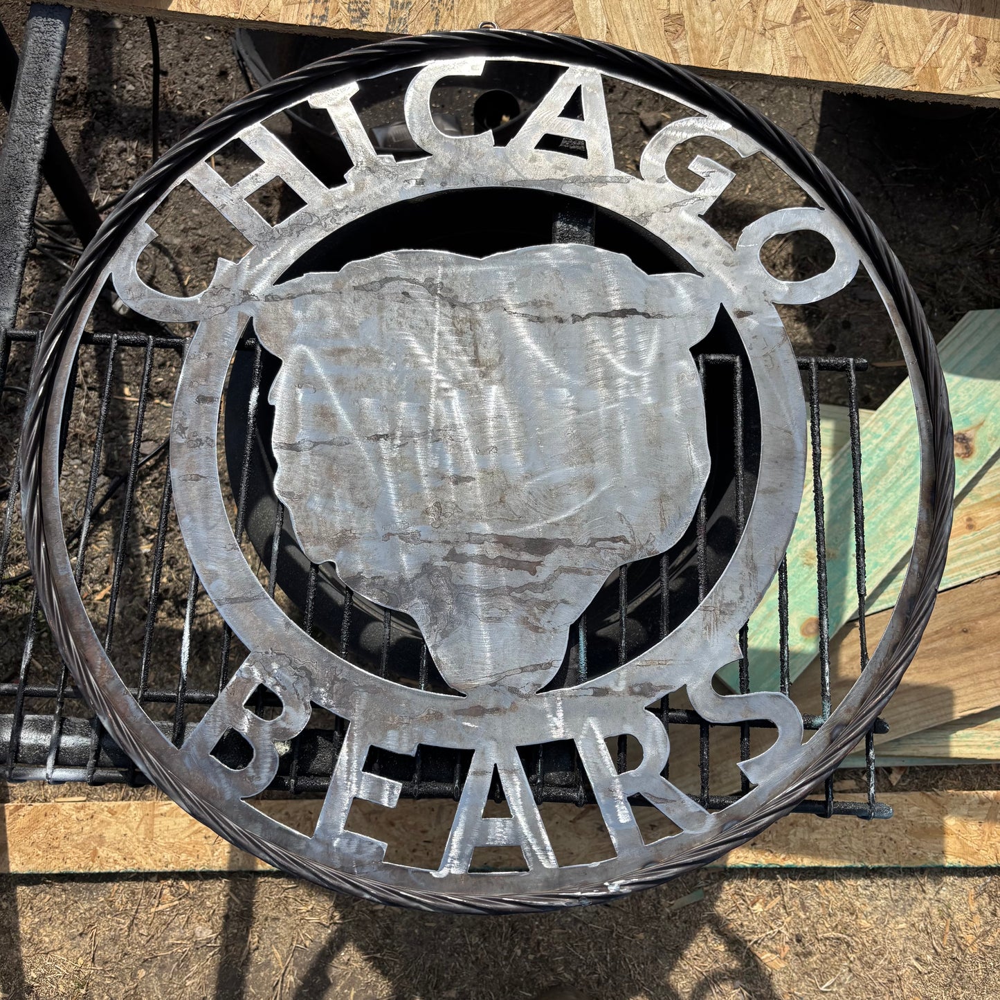 CHICAGO BEARS CUSTOM METAL VINTAGE CRAFT SIGN TEAM HANDMADE STYLE# 2