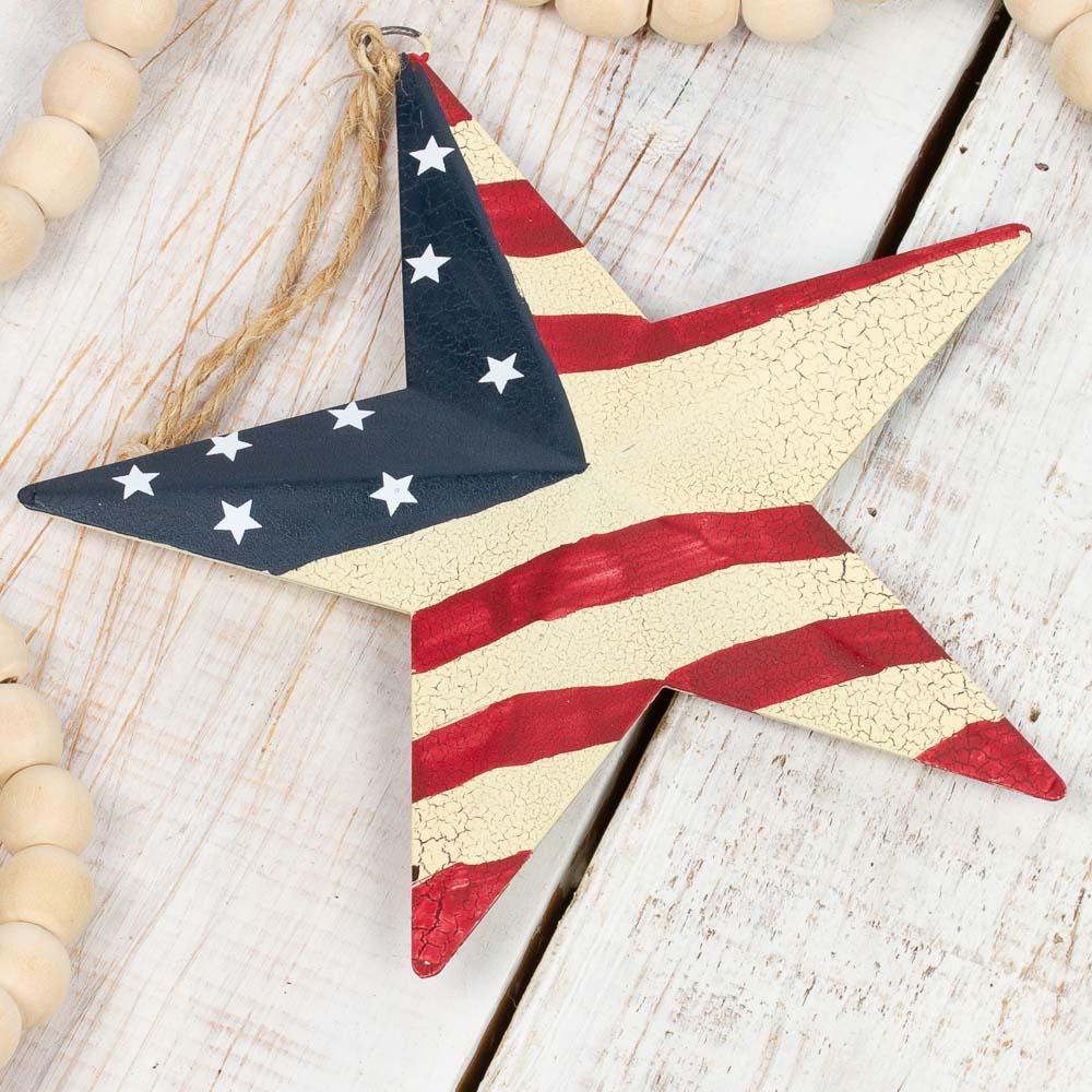 6" PRIMITIVE AMERICANA 3D BARN STAR METAL PATRIOTIC WALL ART WESTERN HOME DECOR NEW #EH12187