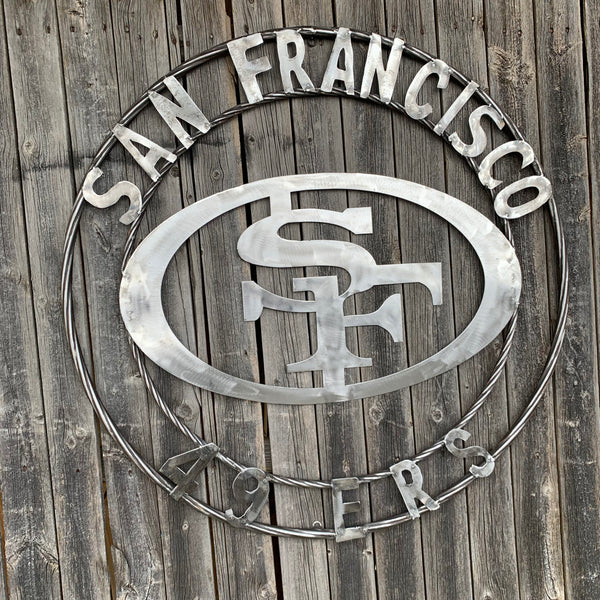 36" SAN FRANCISCO 49ERS CUSTOM RAW METAL VINTAGE CRAFT TEAM SIGN HAND MADE IN USA