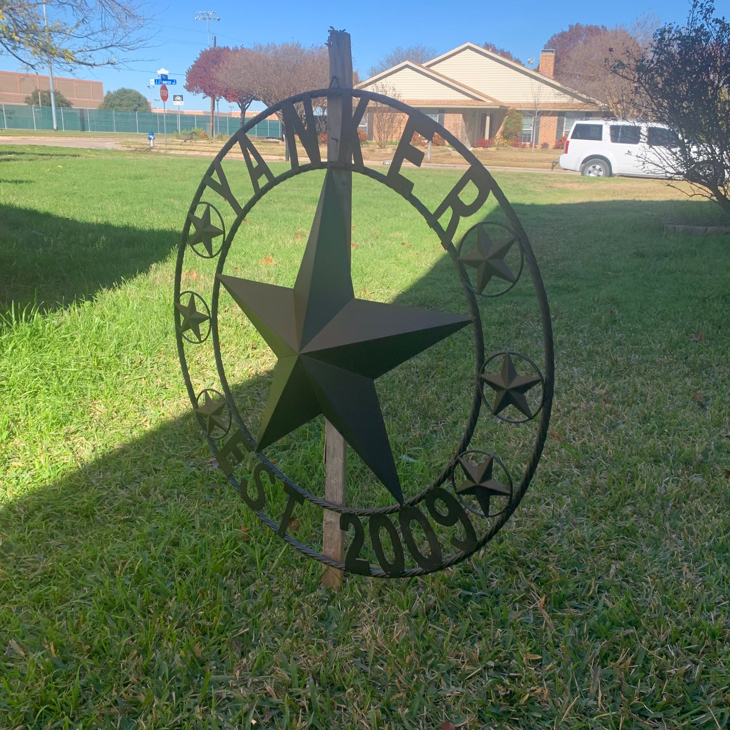 YANKER STYLE CUSTOM NAME STAR BARN METAL STAR 3d TWISTED ROPE RING WESTERN HOME DECOR RUSTIC BLACK HANDMADE 24",32",36",50"