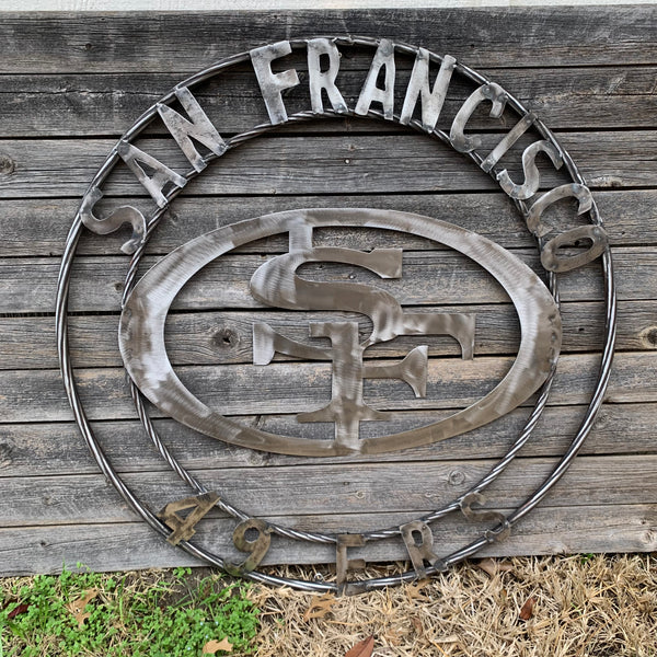 36" SAN FRANCISCO 49ERS CUSTOM RAW METAL VINTAGE CRAFT TEAM SIGN HAND MADE IN USA