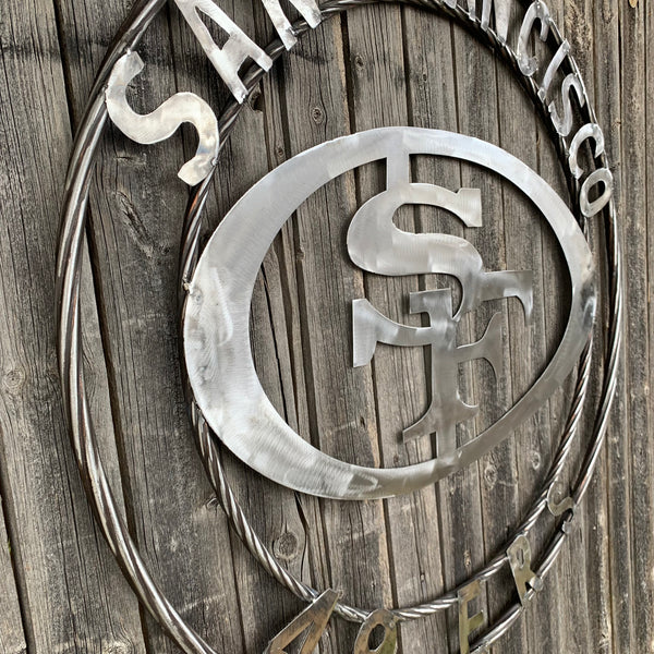 36" SAN FRANCISCO 49ERS CUSTOM RAW METAL VINTAGE CRAFT TEAM SIGN HAND MADE IN USA