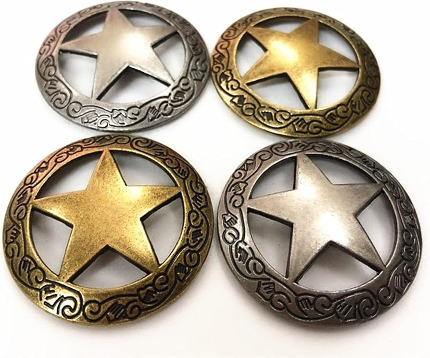1.1" STAR SILVER CONCHO METAL ART WESTERN HOME DECOR HANDMADE NEW