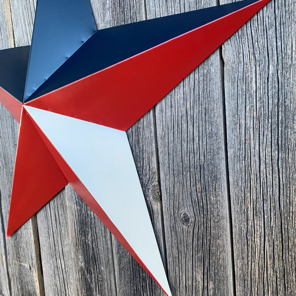 16",24",36" RED WHITE & BLUE METAL BARN STAR METAL WALL ART WESTERN HOME DECOR HANDMADE NEW ART #EH12939