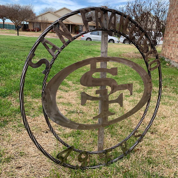 36" SAN FRANCISCO 49ERS CUSTOM RAW METAL VINTAGE CRAFT TEAM SIGN HAND MADE IN USA