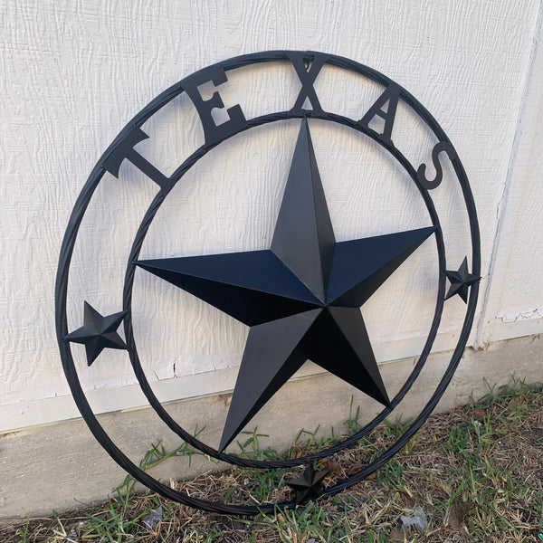 TEXAS LONESTAR WITH 3 SMALL STARS BARN STAR METAL RUSTIC BLACK TWISTED ROPE RING WESTERN HOME DECOR HANDMADE NEW