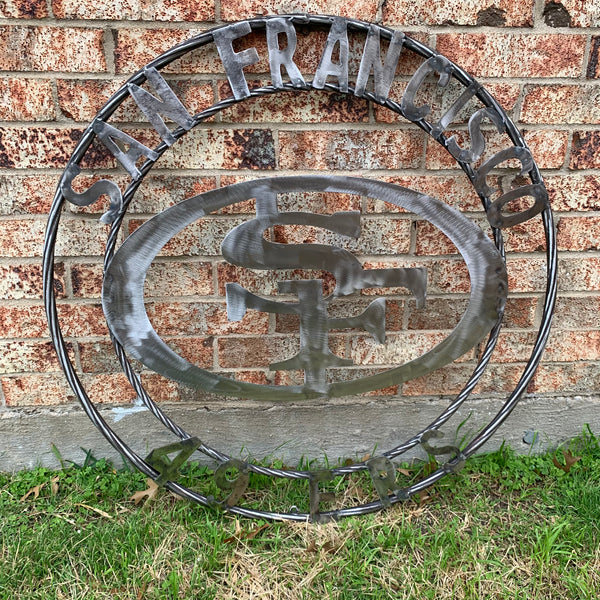 36" SAN FRANCISCO 49ERS CUSTOM RAW METAL VINTAGE CRAFT TEAM SIGN HAND MADE IN USA