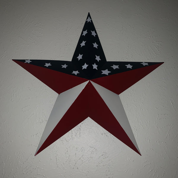12",16",24",30",36" USA AMERICAN FLAG STAR RED WHITE & BLUE METAL BARN STAR METAL WALL ART HANDMADE