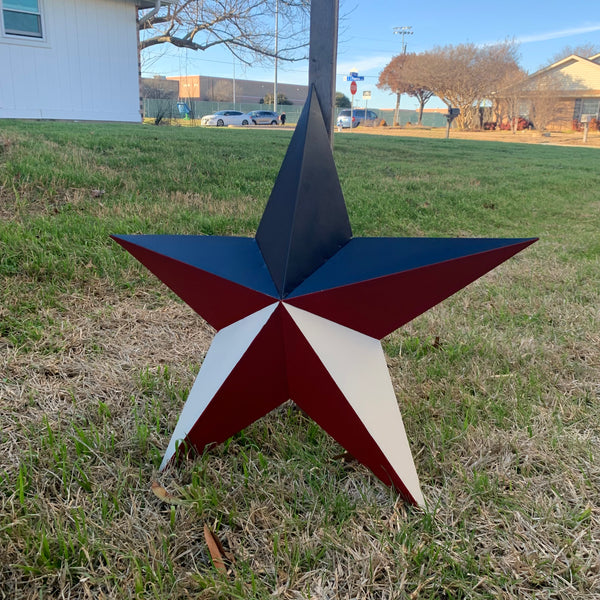 16",24",36" RED WHITE & BLUE METAL BARN STAR METAL WALL ART WESTERN HOME DECOR HANDMADE NEW ART #EH12939