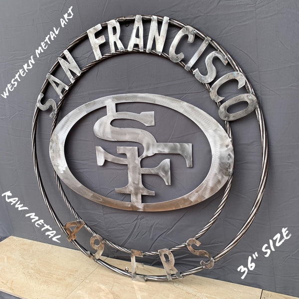 36" SAN FRANCISCO 49ERS CUSTOM RAW METAL VINTAGE CRAFT TEAM SIGN HAND MADE IN USA