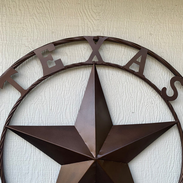 TEXAS LONESTAR WITH 3 SMALL STARS BARN STAR METAL RUSTIC BRONZE COPPER TWISTED ROPE RING WESTERN HOME DECOR HANDMADE NEW