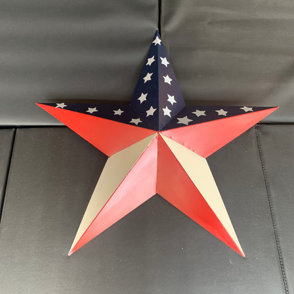 12",16",24",30",36" USA AMERICAN FLAG STAR RED WHITE & BLUE METAL BARN STAR METAL WALL ART HANDMADE