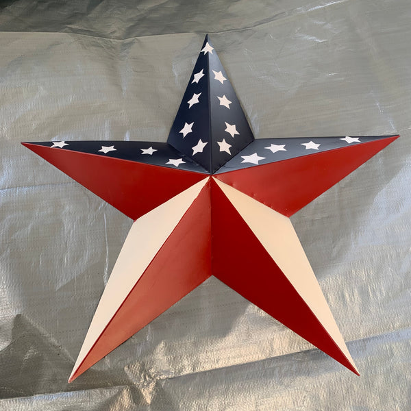 12",16",24",30",36" USA AMERICAN FLAG STAR RED WHITE & BLUE METAL BARN STAR METAL WALL ART HANDMADE