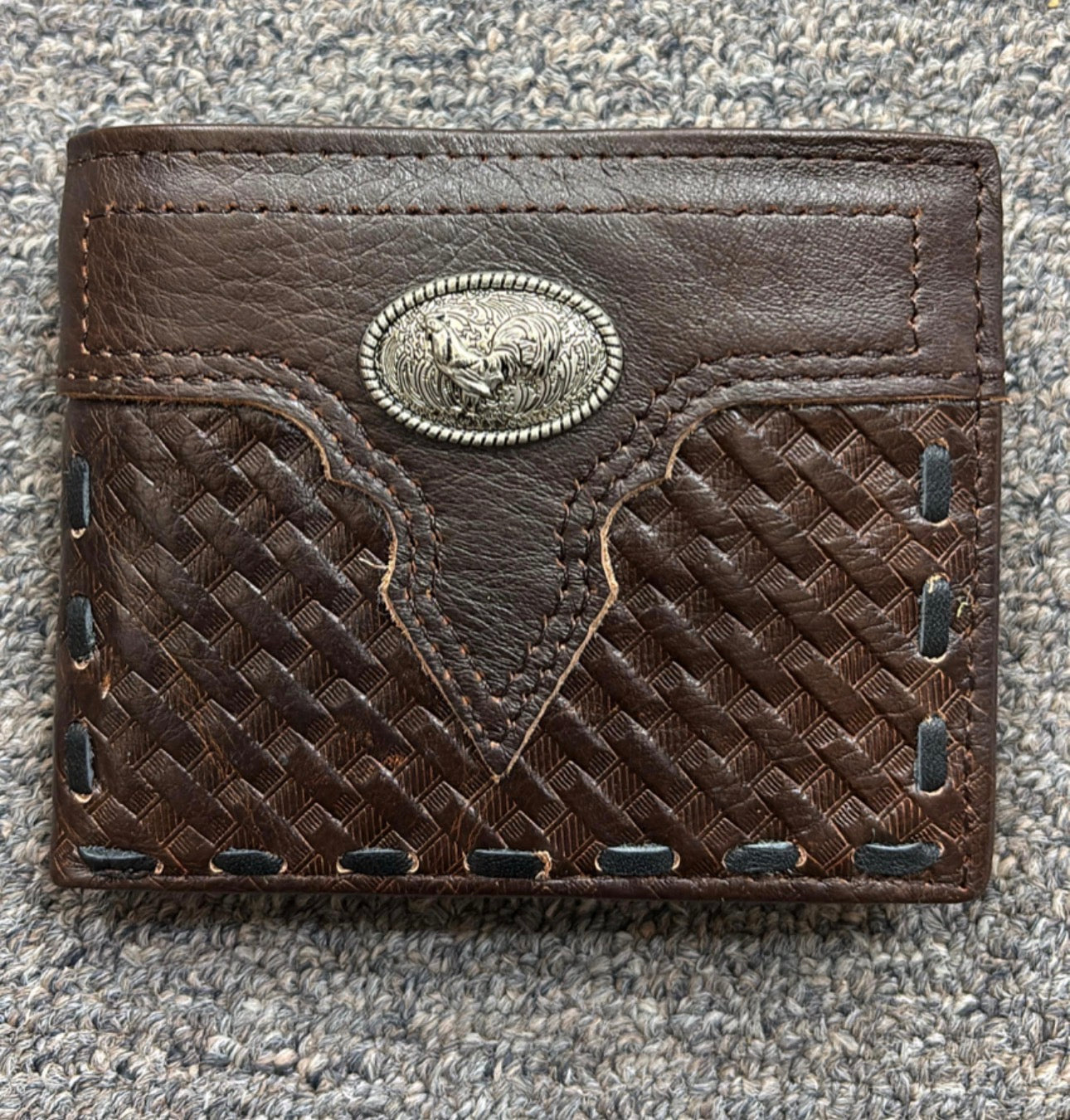 5" MEN'S ROOSTER BROWN WALLET GENUINE LEATHER BIFOLD WESTERN STYLE WALLET NEW
