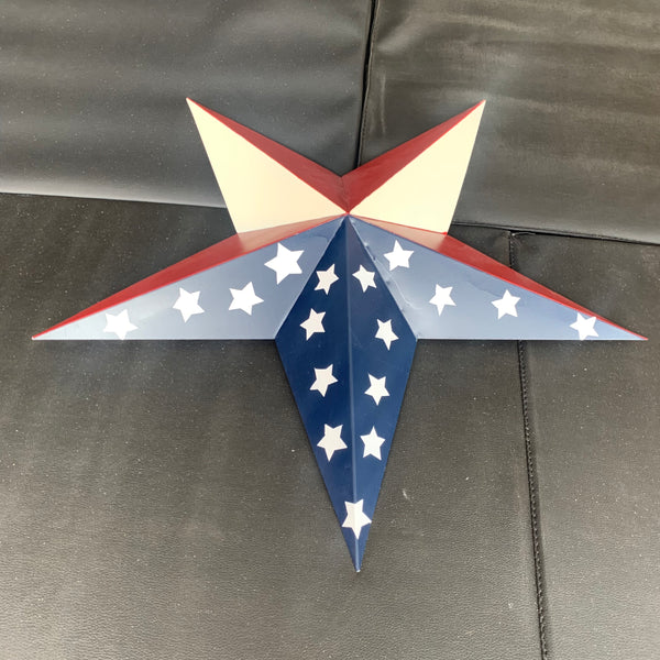 12",16",24",30",36" USA AMERICAN FLAG STAR RED WHITE & BLUE METAL BARN STAR METAL WALL ART HANDMADE