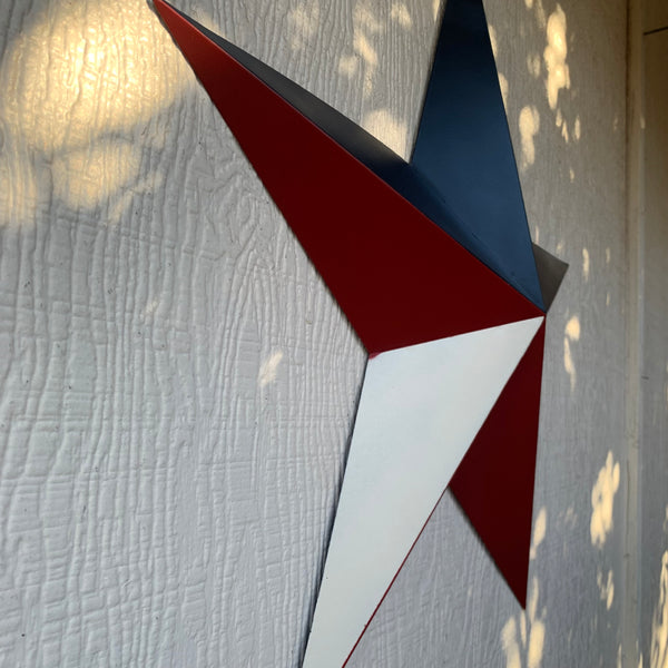 16",24",36" RED WHITE & BLUE METAL BARN STAR METAL WALL ART WESTERN HOME DECOR HANDMADE NEW ART #EH12939