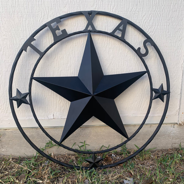 TEXAS LONESTAR WITH 3 SMALL STARS BARN STAR METAL RUSTIC BLACK TWISTED ROPE RING WESTERN HOME DECOR HANDMADE NEW