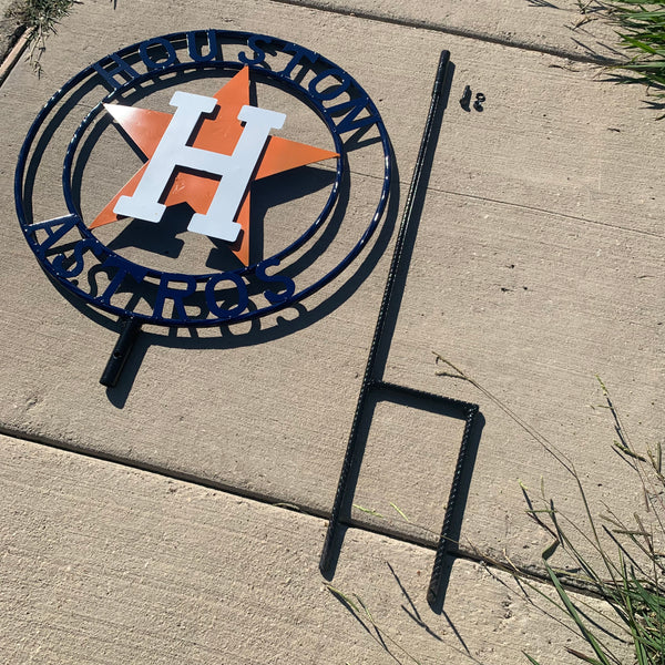 12",18",24",32", 36" HOUSTON ASTROS ON STAKE CUSTOM METAL VINTAGE CRAFT GARDEN SIGN HANDMADE