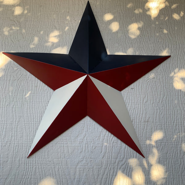 16",24",36" RED WHITE & BLUE METAL BARN STAR METAL WALL ART WESTERN HOME DECOR HANDMADE NEW ART #EH12939