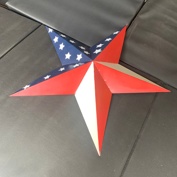 12",16",24",30",36" USA AMERICAN FLAG STAR RED WHITE & BLUE METAL BARN STAR METAL WALL ART HANDMADE