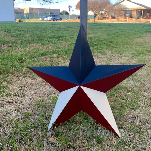 16",24",36" RED WHITE & BLUE METAL BARN STAR METAL WALL ART WESTERN HOME DECOR HANDMADE NEW ART #EH12939