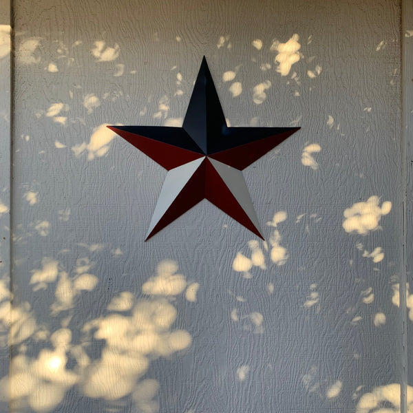 16",24",36" RED WHITE & BLUE METAL BARN STAR METAL WALL ART WESTERN HOME DECOR HANDMADE NEW ART #EH12939
