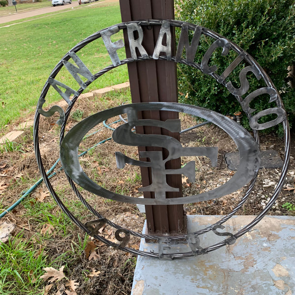 36" SAN FRANCISCO 49ERS CUSTOM RAW METAL VINTAGE CRAFT TEAM SIGN HAND MADE IN USA