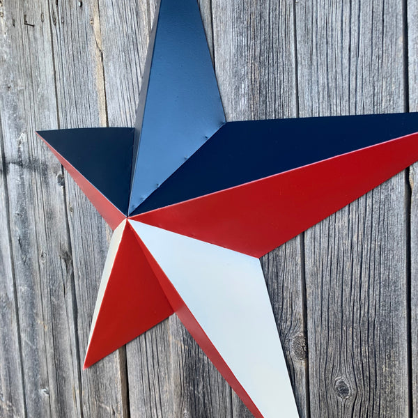 16",24",36" RED WHITE & BLUE METAL BARN STAR METAL WALL ART WESTERN HOME DECOR HANDMADE NEW ART #EH12939