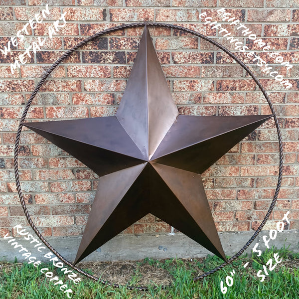 LONE STAR 60" BARN STAR METAL RUSTIC  BRONZE VINTAGE COPPER WALL ART WESTERN HOME DECOR HANDMADE NEW EH10524