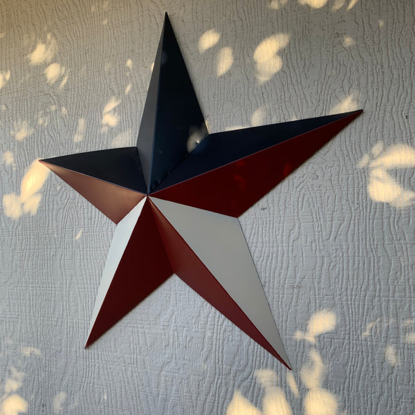 16",24",36" RED WHITE & BLUE METAL BARN STAR METAL WALL ART WESTERN HOME DECOR HANDMADE NEW ART #EH12939