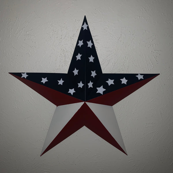 12",16",24",30",36" USA AMERICAN FLAG STAR RED WHITE & BLUE METAL BARN STAR METAL WALL ART HANDMADE