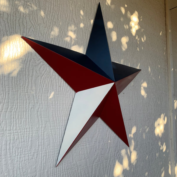 16",24",36" RED WHITE & BLUE METAL BARN STAR METAL WALL ART WESTERN HOME DECOR HANDMADE NEW ART #EH12939
