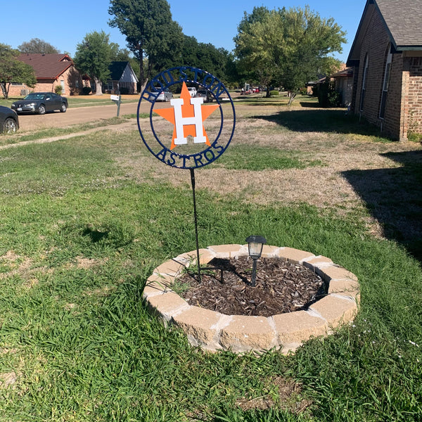 12",18",24",32", 36" HOUSTON ASTROS ON STAKE CUSTOM METAL VINTAGE CRAFT GARDEN SIGN HANDMADE