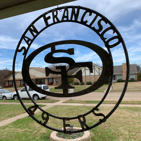 36" SAN FRANCISCO 49ERS CUSTOM RAW METAL VINTAGE CRAFT TEAM SIGN HAND MADE IN USA