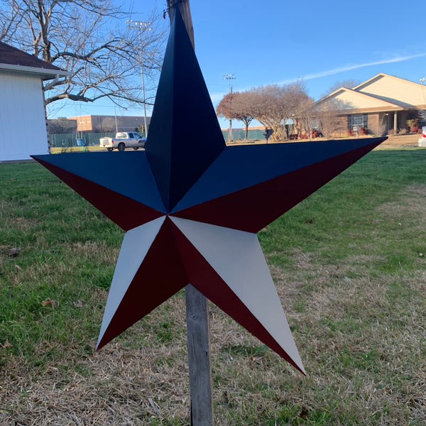 16",24",36" RED WHITE & BLUE METAL BARN STAR METAL WALL ART WESTERN HOME DECOR HANDMADE NEW ART #EH12939