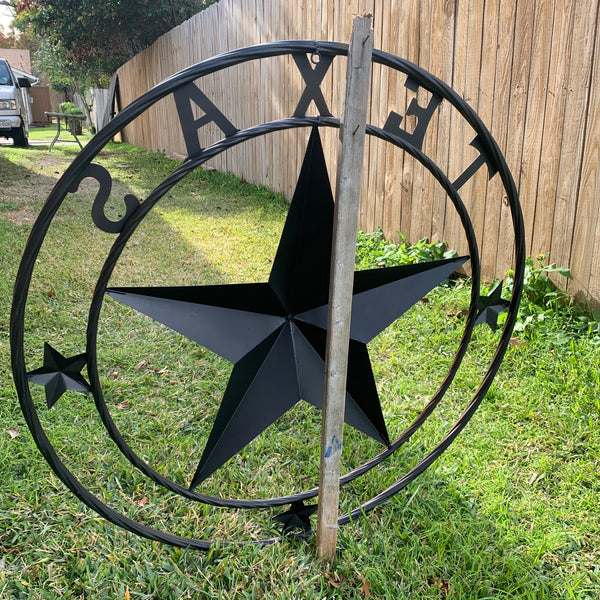TEXAS LONESTAR WITH 3 SMALL STARS BARN STAR METAL RUSTIC BRONZE COPPER TWISTED ROPE RING WESTERN HOME DECOR HANDMADE NEW