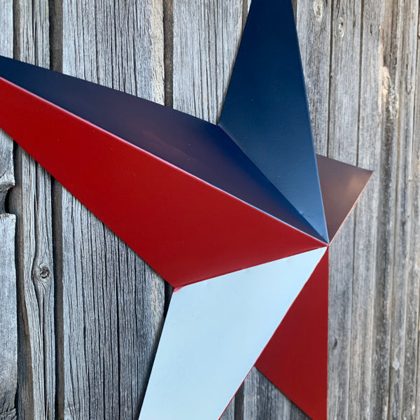 16",24",36" RED WHITE & BLUE METAL BARN STAR METAL WALL ART WESTERN HOME DECOR HANDMADE NEW ART #EH12939