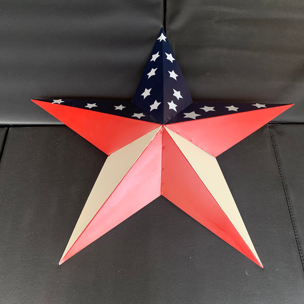 12",16",24",30",36" USA AMERICAN FLAG STAR RED WHITE & BLUE METAL BARN STAR METAL WALL ART HANDMADE