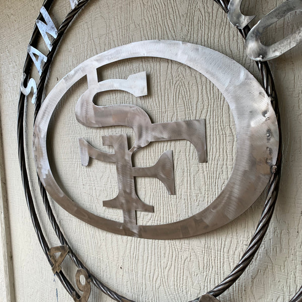 36" SAN FRANCISCO 49ERS CUSTOM RAW METAL VINTAGE CRAFT TEAM SIGN HAND MADE IN USA