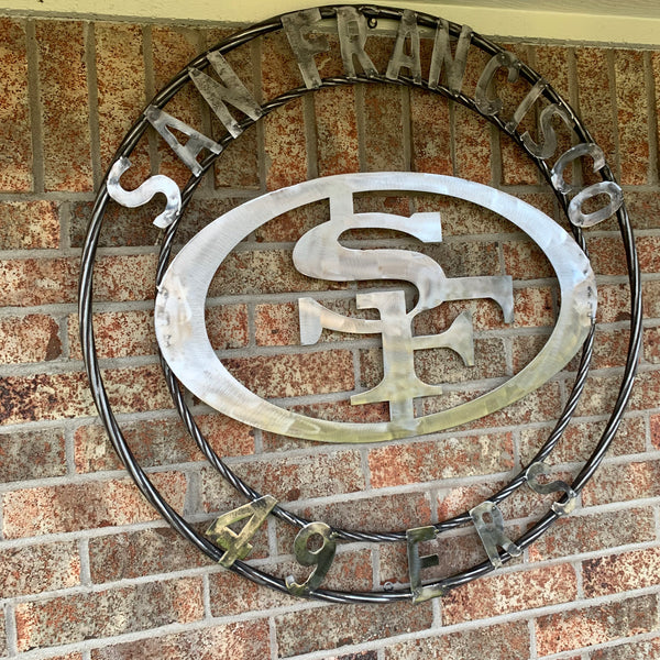 36" SAN FRANCISCO 49ERS CUSTOM RAW METAL VINTAGE CRAFT TEAM SIGN HAND MADE IN USA