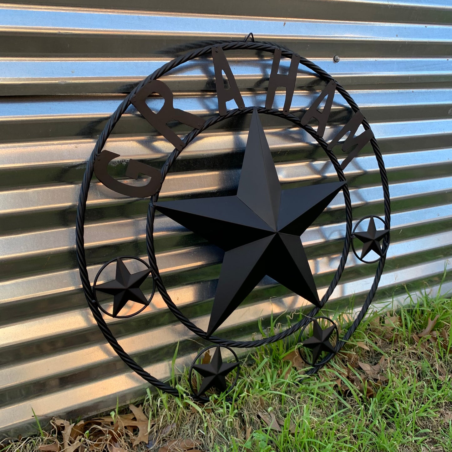 GRAHAM STYLE YOUR CUSTOM NAME STAR BARN STAR METAL LONE STAR WESTERN HOME DECOR RUSTIC BLACK HANDMADE 24",32",36",50"