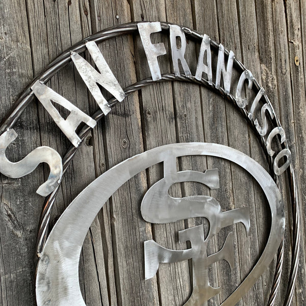 36" SAN FRANCISCO 49ERS CUSTOM RAW METAL VINTAGE CRAFT TEAM SIGN HAND MADE IN USA