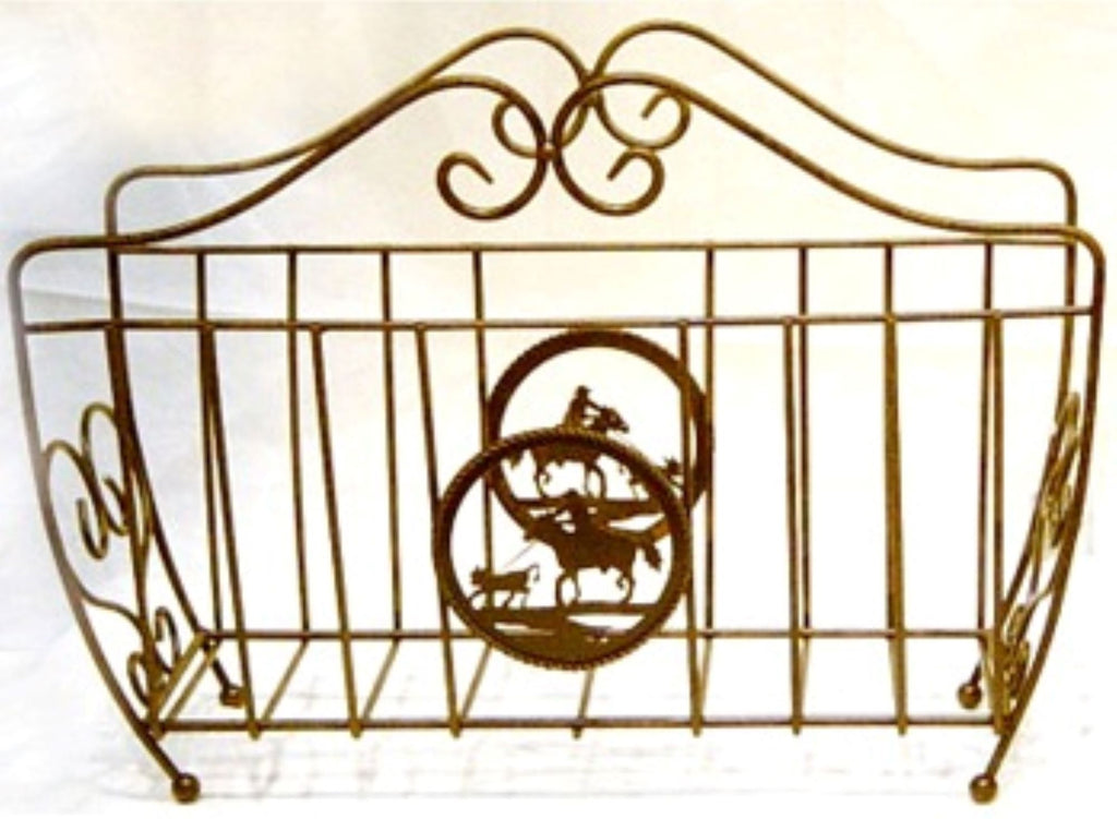 16" ROPING COWBOYS MAGAZINE HOLDER RACK WESTERN HOME DECOR METAL NEW ART #EH12039