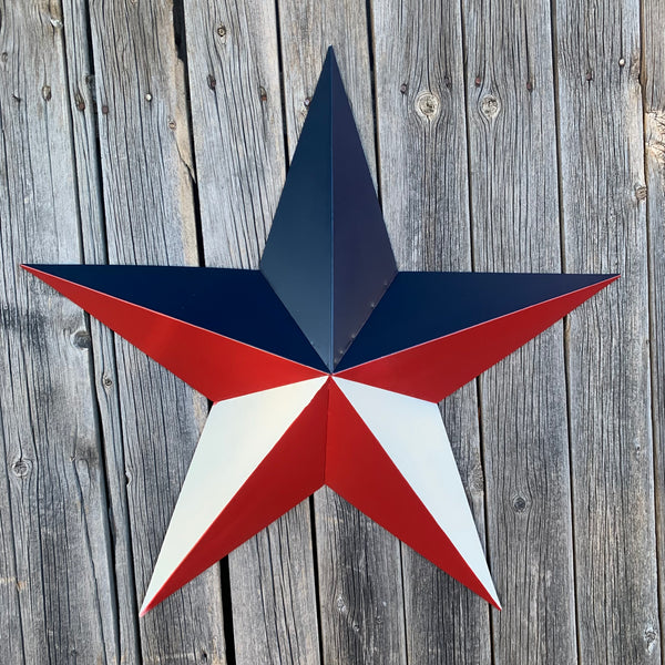 16",24",36" RED WHITE & BLUE METAL BARN STAR METAL WALL ART WESTERN HOME DECOR HANDMADE NEW ART #EH12939