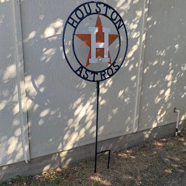12",18",24",32", 36" HOUSTON ASTROS ON STAKE CUSTOM METAL VINTAGE CRAFT GARDEN SIGN HANDMADE