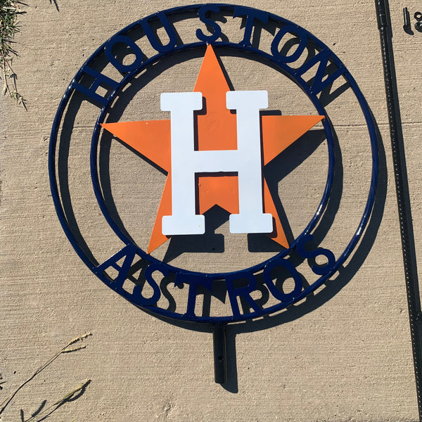 12",18",24",32", 36" HOUSTON ASTROS ON STAKE CUSTOM METAL VINTAGE CRAFT GARDEN SIGN HANDMADE