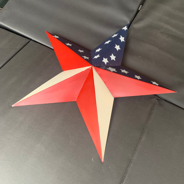 12",16",24",30",36" USA AMERICAN FLAG STAR RED WHITE & BLUE METAL BARN STAR METAL WALL ART HANDMADE