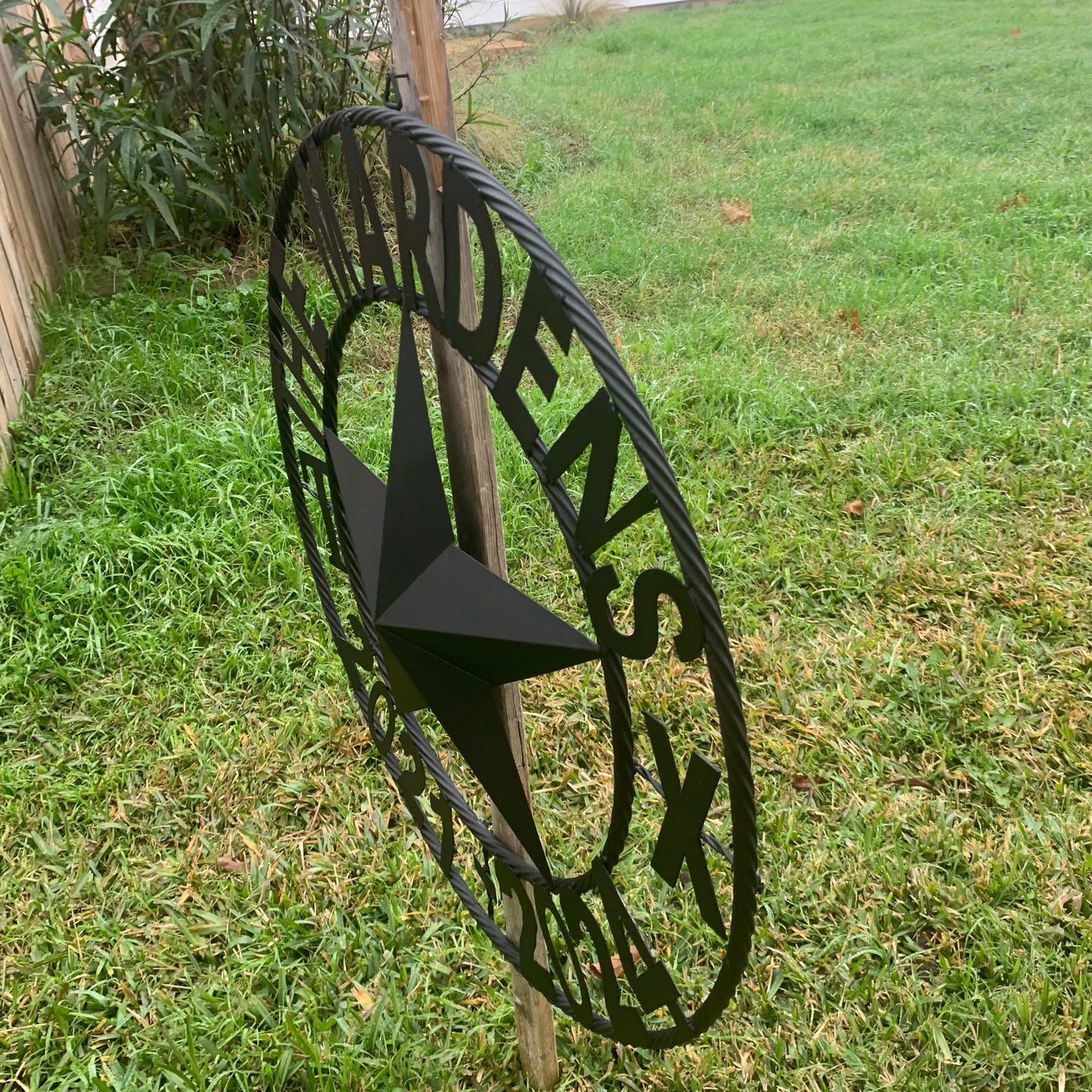 MARDENS STYLE CUSTOM NAME STAR BARN METAL STAR 3d TWISTED ROPE RING WESTERN HOME DECOR RUSTIC BLACK HANDMADE 24",32",36",50"